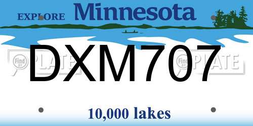 DXM707 Minnesota License Plate