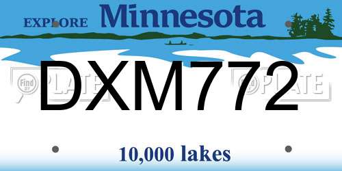 DXM772 Minnesota License Plate