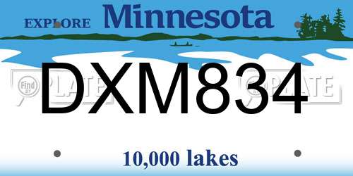 DXM834 Minnesota License Plate