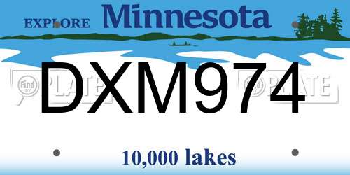 DXM974 Minnesota License Plate