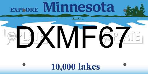 DXMF67 Minnesota License Plate