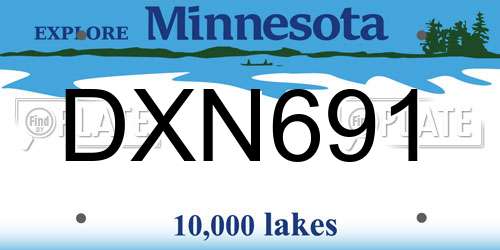 DXN691 Minnesota License Plate