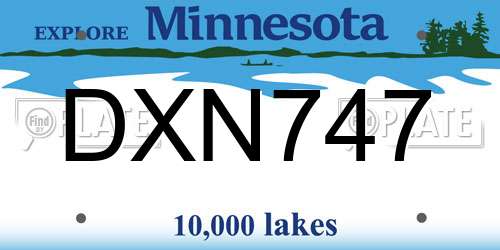DXN747 Minnesota License Plate