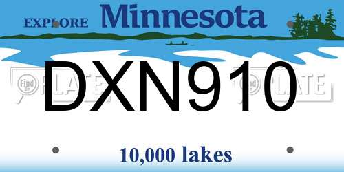 DXN910 Minnesota License Plate