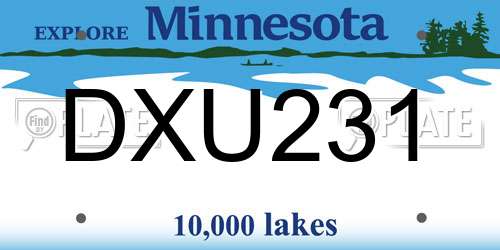 DXU231 Minnesota License Plate