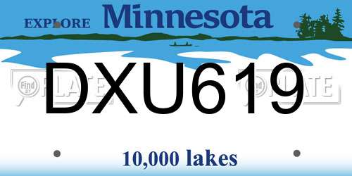 DXU619 Minnesota License Plate