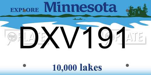 DXV191 Minnesota License Plate