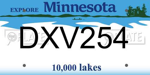 DXV254 Minnesota License Plate