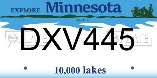 DXV445 Minnesota License Plate