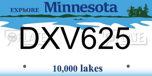 DXV625 Minnesota License Plate