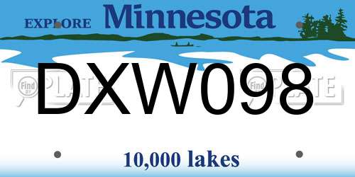 DXW098 Minnesota License Plate