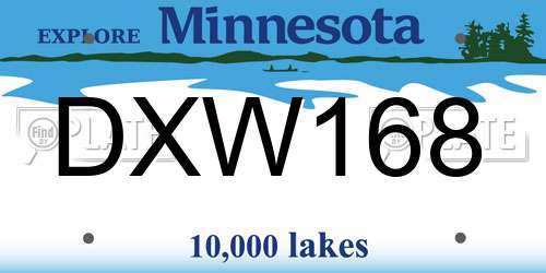 DXW168 Minnesota License Plate