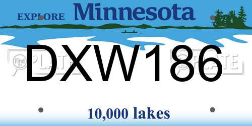DXW186 Minnesota License Plate