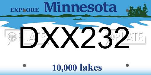 DXX232 Minnesota License Plate