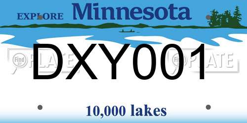 DXY001 Minnesota License Plate