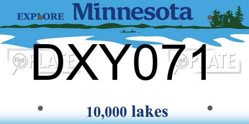 DXY071 Minnesota License Plate