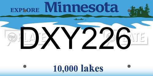 DXY226 Minnesota License Plate