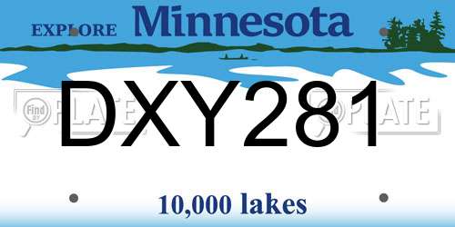 DXY281 Minnesota License Plate