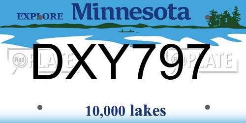 DXY797 Minnesota License Plate