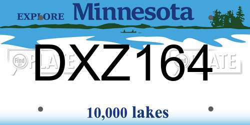 DXZ164 Minnesota License Plate