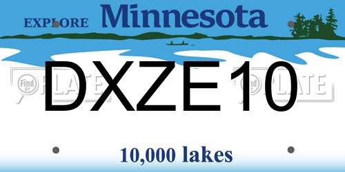DXZE10 Minnesota License Plate