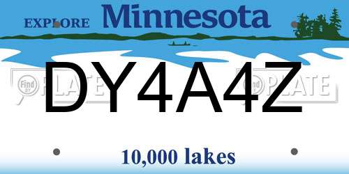 DY4A4Z Minnesota License Plate