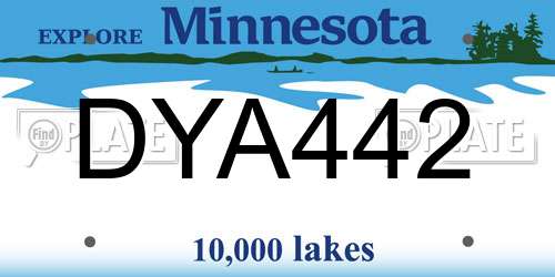 DYA442 Minnesota License Plate