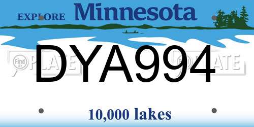 DYA994 Minnesota License Plate