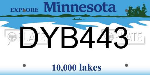 DYB443 Minnesota License Plate