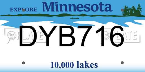 DYB716 Minnesota License Plate