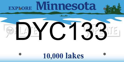 DYC133 Minnesota License Plate