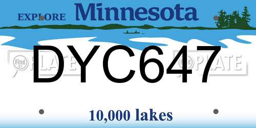 DYC647 Minnesota License Plate