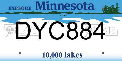 DYC884 Minnesota License Plate
