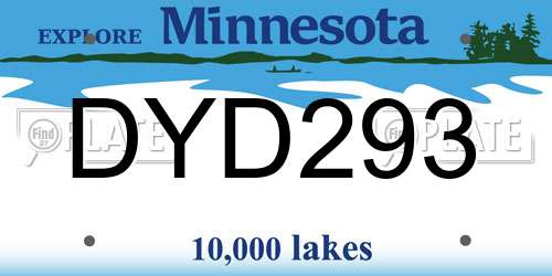 DYD293 Minnesota License Plate