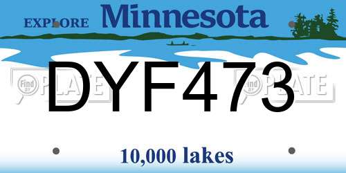 DYF473 Minnesota License Plate