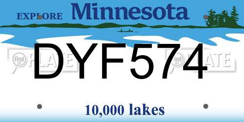DYF574 Minnesota License Plate