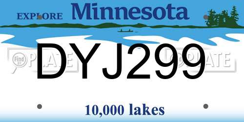 DYJ299 Minnesota License Plate