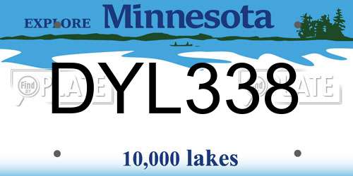 DYL338 Minnesota License Plate