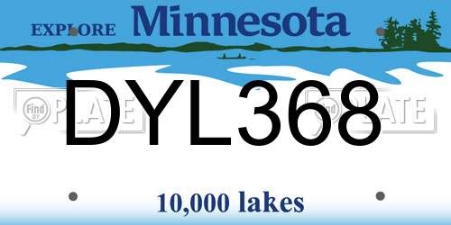 DYL368 Minnesota License Plate