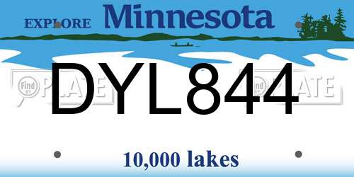 DYL844 Minnesota License Plate