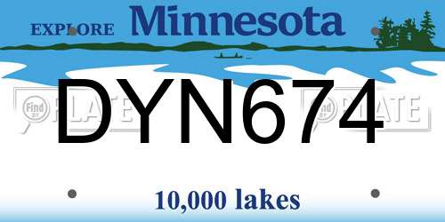 DYN674 Minnesota License Plate