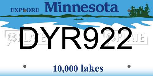 DYR922 Minnesota License Plate
