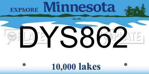 DYS862 Minnesota License Plate