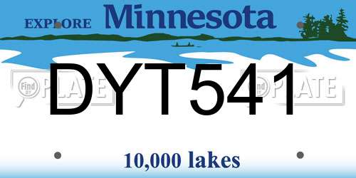 DYT541 Minnesota License Plate