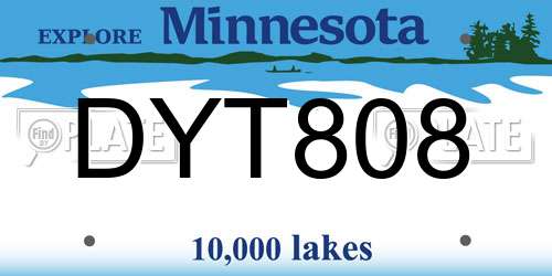 DYT808 Minnesota License Plate