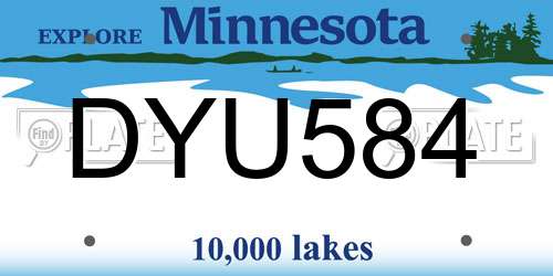 DYU584 Minnesota License Plate