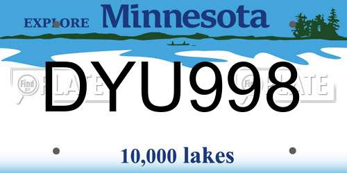 DYU998 Minnesota License Plate