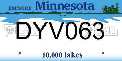 DYV063 Minnesota License Plate