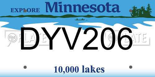 DYV206 Minnesota License Plate