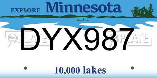 DYX987 Minnesota License Plate